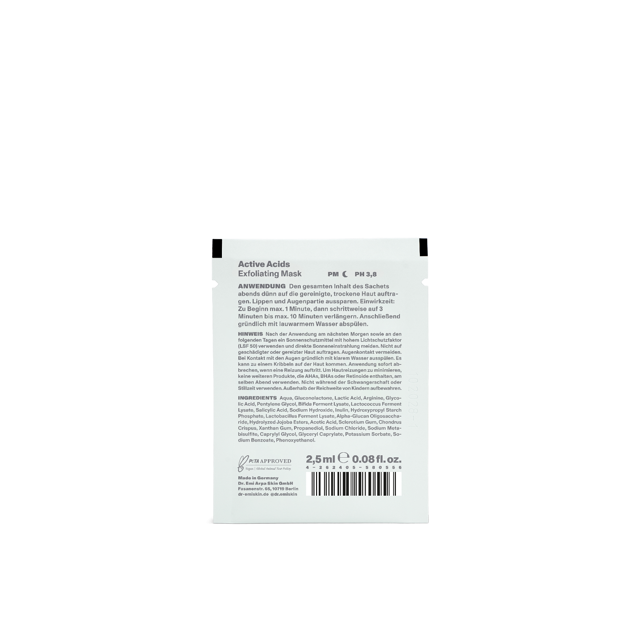DR. EMI ARPA SKIN Active Acids Exfoliating Mask Chemisches Peeling Sachet Probe